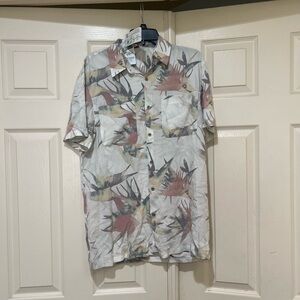 New Guess‎ Mens Large  Multi Color Collins Tropical Floral A5  Camp Shirt Resort